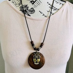 A Wooden Pendant Necklace. Handmade, Vintage, Boho Chic and Hippie Style.